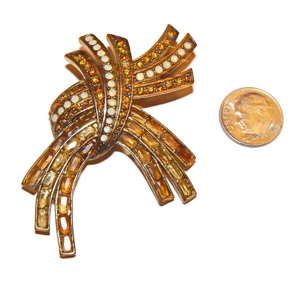 Copper Color Rhinestone Brooch - Picture 5 of 5